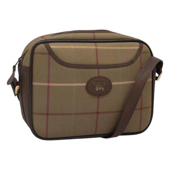 Burberrys Nova Check Shoulder Bag Canvas Leather Brown Gold Auth bs23092 - Picture 1 of 16